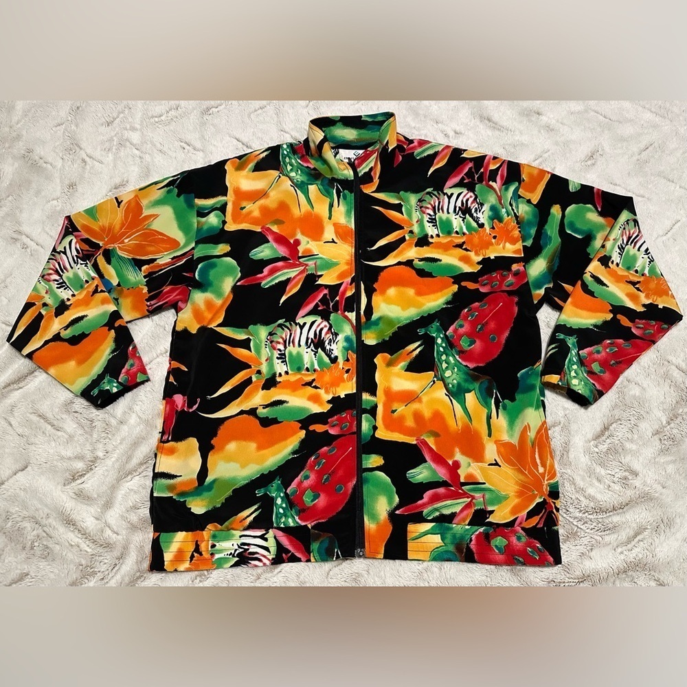 Vintage Erin London Tropical Safari Colorful Lightweight Jacket